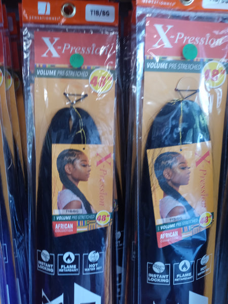 X-Pression pre-stretched brading hair (1B) 48"