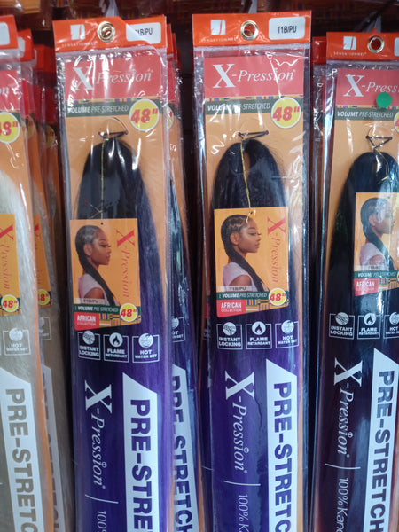 X-Pression pre-stretched brading hair (1B) 48"