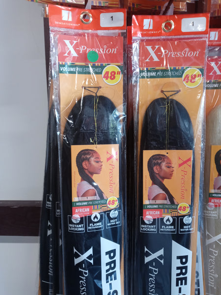 X-Pression pre-stretched brading hair (1B) 48"