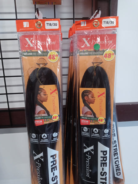 X-Pression pre-stretched brading hair (1B) 48"